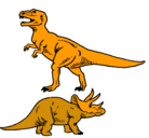 Dibujo Triceratops y tiranosaurios rex pintado por brayan