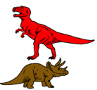 Dibujo Triceratops y tiranosaurios rex pintado por pipi