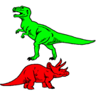 Dibujo Triceratops y tiranosaurios rex pintado por ricardoangel
