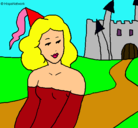 Dibujo Princesa y castillo pintado por anto