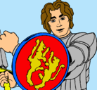 Dibujo Caballero con escudo de león pintado por esteban