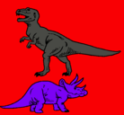 Dibujo Triceratops y tiranosaurios rex pintado por rodrigodetallereskapoo