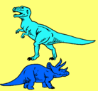 Dibujo Triceratops y tiranosaurios rex pintado por shaden