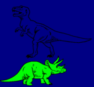 Dibujo Triceratops y tiranosaurios rex pintado por paloma