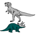 Dibujo Triceratops y tiranosaurios rex pintado por manu