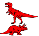 Dibujo Triceratops y tiranosaurios rex pintado por estyn