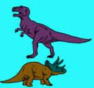 Dibujo Triceratops y tiranosaurios rex pintado por jacobo