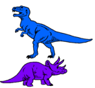 Dibujo Triceratops y tiranosaurios rex pintado por lucas