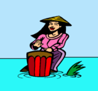 Dibujo Mujer tocando el bongó pintado por mily