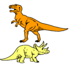 Dibujo Triceratops y tiranosaurios rex pintado por Bryan