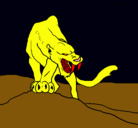 Dibujo Tigre con afilados colmillos pintado por lucre