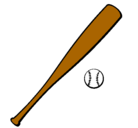 Dibujo Bate y bola de béisbol pintado por bata