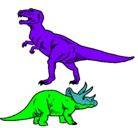 Dibujo Triceratops y tiranosaurios rex pintado por lucas