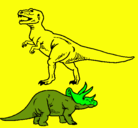 Dibujo Triceratops y tiranosaurios rex pintado por alfonsso