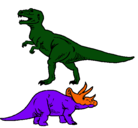 Dibujo Triceratops y tiranosaurios rex pintado por ALEX
