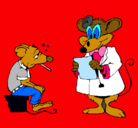 Dibujo Doctor y paciente ratón pintado por monica