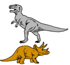 Dibujo Triceratops y tiranosaurios rex pintado por DIEGO