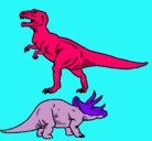 Dibujo Triceratops y tiranosaurios rex pintado por Jenni