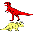 Dibujo Triceratops y tiranosaurios rex pintado por ale