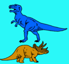 Dibujo Triceratops y tiranosaurios rex pintado por fer