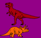 Dibujo Triceratops y tiranosaurios rex pintado por Mar