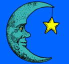 Dibujo Luna y estrella pintado por piter
