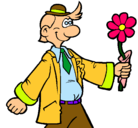 Dibujo Hombre contento con una flor pintado por Lalala