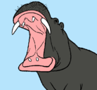Dibujo Hipopótamo con la boca abierta pintado por javiera