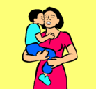Dibujo Beso maternal pintado por NATALI