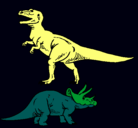 Dibujo Triceratops y tiranosaurios rex pintado por luis