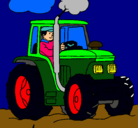 Dibujo Tractor en funcionamiento pintado por MARCOS