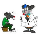 Dibujo Doctor y paciente ratón pintado por luna
