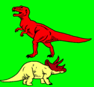 Dibujo Triceratops y tiranosaurios rex pintado por luisparedes