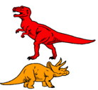 Dibujo Triceratops y tiranosaurios rex pintado por wen