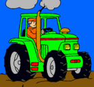Dibujo Tractor en funcionamiento pintado por monster