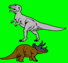 Dibujo Triceratops y tiranosaurios rex pintado por dinosaurio