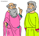 Dibujo Sócrates y Platón pintado por liz