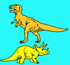 Dibujo Triceratops y tiranosaurios rex pintado por jasielangaspilco