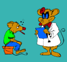 Dibujo Doctor y paciente ratón pintado por gabriel