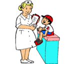 Dibujo Enfermera y niño pintado por melissa