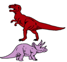 Dibujo Triceratops y tiranosaurios rex pintado por jorgeantonio