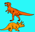 Dibujo Triceratops y tiranosaurios rex pintado por aa