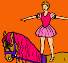 Dibujo Trapecista encima de caballo pintado por Anto