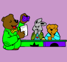 Dibujo Profesor oso y sus alumnos pintado por ELENA
