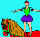 Dibujo Trapecista encima de caballo pintado por trix