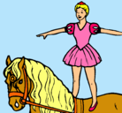 Dibujo Trapecista encima de caballo pintado por LEA