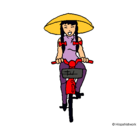 Dibujo China en bicicleta pintado por nathalia