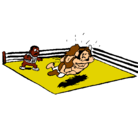 Dibujo Lucha en el ring pintado por diego