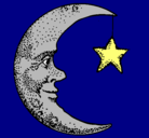Dibujo Luna y estrella pintado por hola