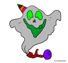 Dibujo Fantasma con sombrero de fiesta pintado por katia4